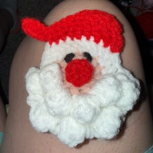 Hand Crafted Santa Face with Red Hat and White Beard❤️